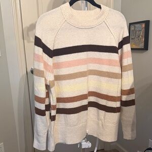 Aerie Striped Cream and Brown Women's Sweater